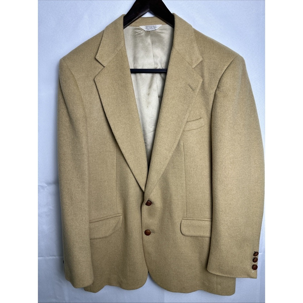 VTG Heather & Tweed 100% Camel Hair Men's Sz 42R Sport Coat/Blazer MadeUSA Tan